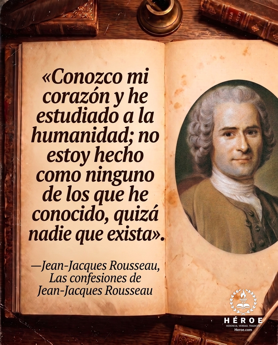 «Conozco mi corazón y he estudiado a la humanidad; no estoy hecho como ninguno de los que he conocido, quizá como nadie que exista».
—Jean-Jacques Rousseau, Las confesiones de Jean-Jacques Rousseau.