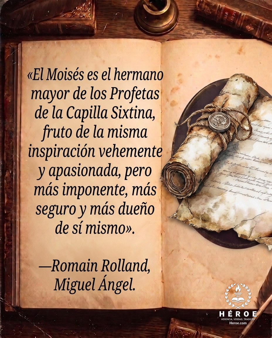 «El Moisés es el hermano mayor de los Profetas de la Capilla Sixtina, fruto de la misma inspiración vehemente y apasionada, pero más imponente, más seguro y más dueño de sí mismo».
—Romain Rolland, Miguel Ángel.
