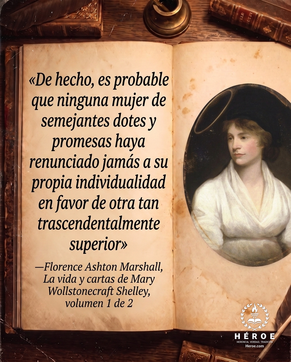 «De hecho, es probable que ninguna mujer de semejantes dotes y promesas haya renunciado jamás a su propia individualidad en favor de otra tan trascendentalmente superior».
—Florence Ashton Marshall, La vida y cartas de Mary Wollstonecraft Shelley, volumen