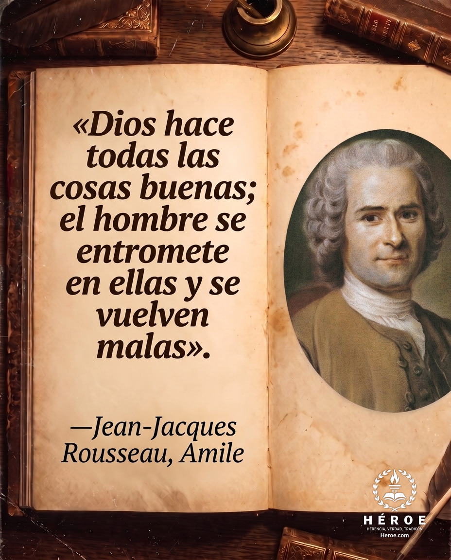 «Dios hace todas las cosas buenas; el hombre se entromete en ellas y se vuelven malas».
—Jean-Jacques Rousseau, Amile.