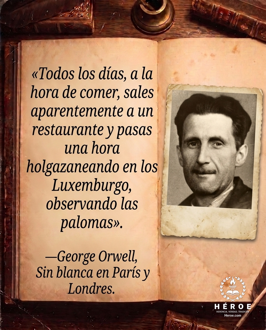 «Todos los días, a la hora de comer, sales aparentemente a un restaurante y pasas una hora holgazaneando en los Jardines de Luxemburgo, observando las palomas».
—George Orwell, Sin blanca en París y Londres.