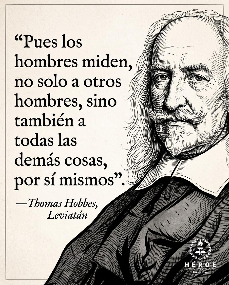 «Pues los hombres miden, no solo a otros hombres, sino también a todas las demás cosas, por sí mismos».
—Thomas Hobbes, Leviatán.